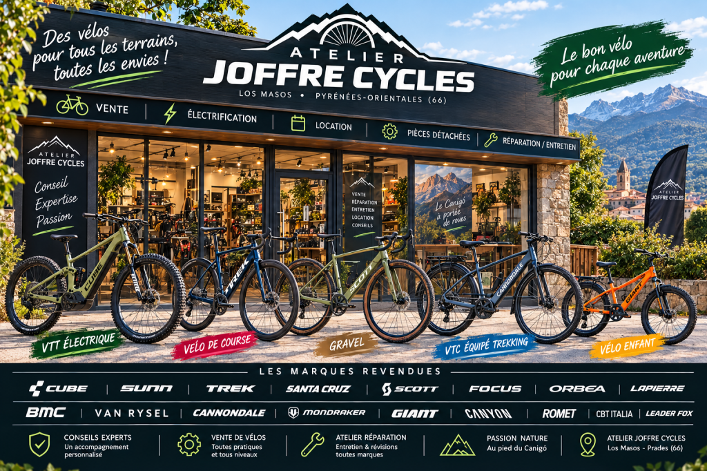 Vélos électriques et classiques : large choix chez Joffre Cycles